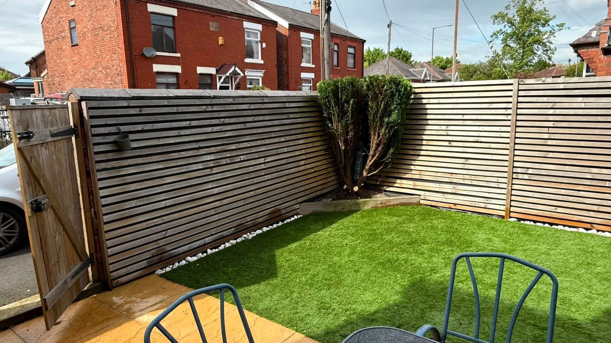 Neat artificial lawn and garden