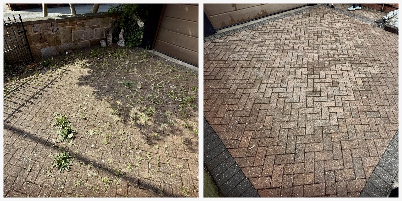 Driveway weeds — before and after