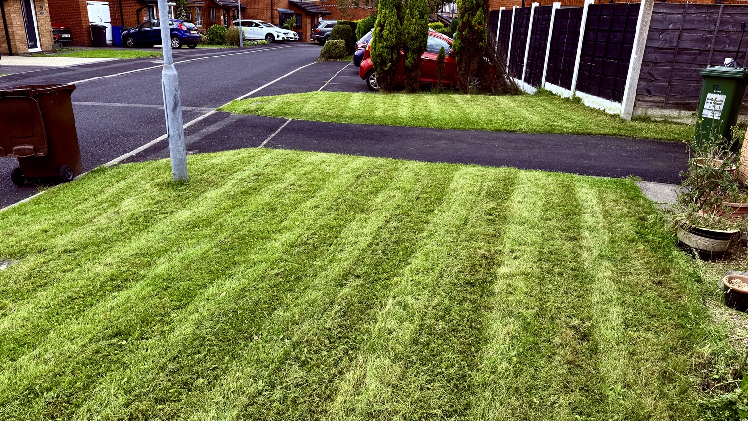 Freshly cut striped lawn