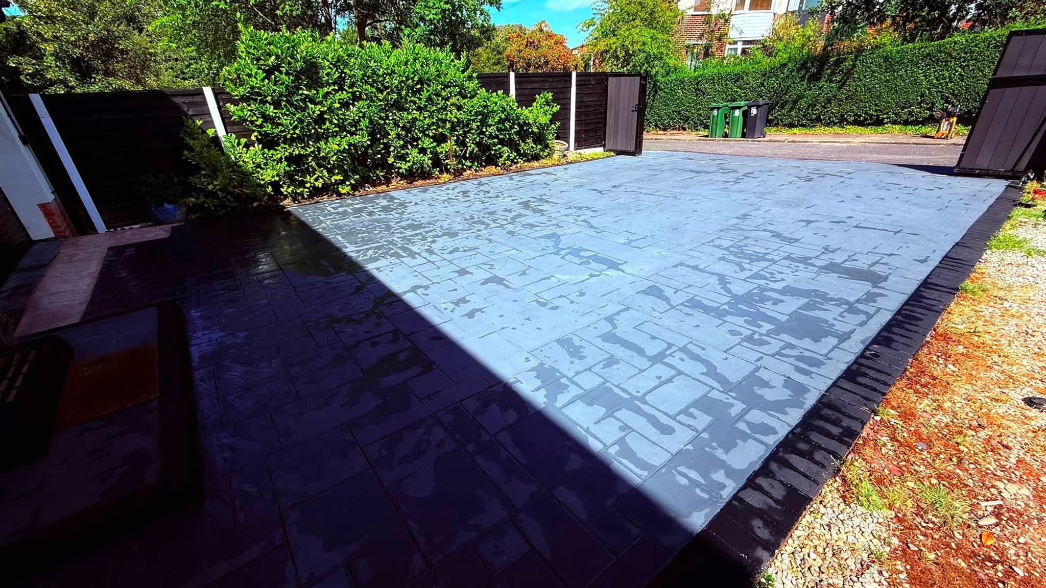 Patio after pressure washing