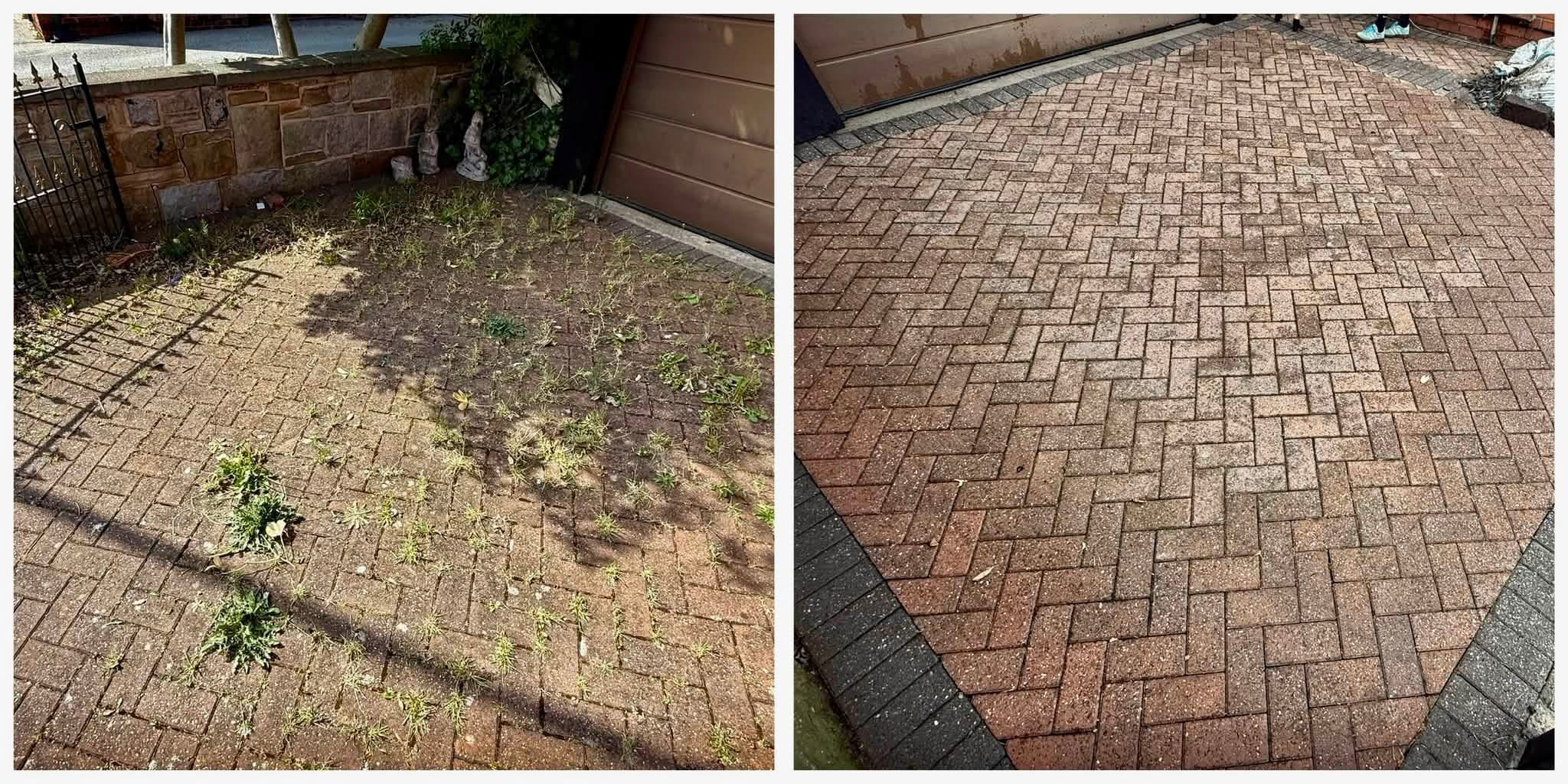 Driveway cleaning — before and after